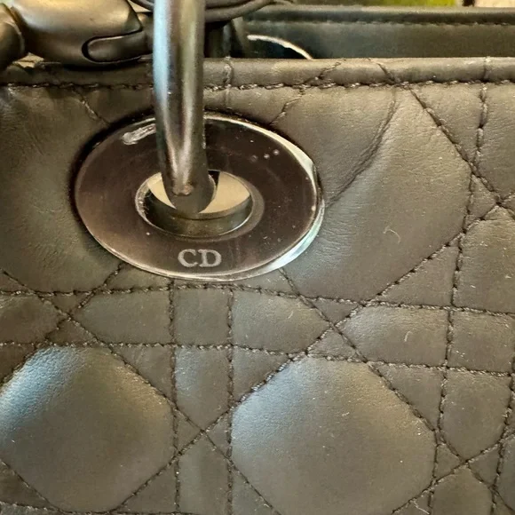 Christian Dior Ultra Matte Lady Dior Bag Cannage Quilt Calfskin Large Black - Picture 3 of 15